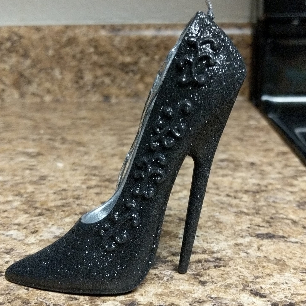 Sparkly Black Stilleto Christmas Ornament